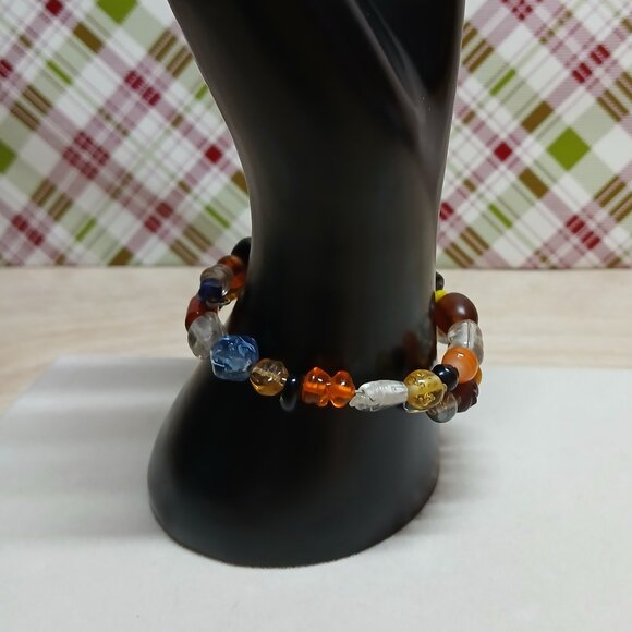 Hand Crafted Colorful Glass Beaded Silver Tone Bracelet Fashion Jewelry #36 - Picture 7 of 9